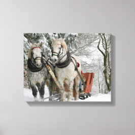 Lienzo trineo + paseo, nieve, bosque, caballo, invierno,