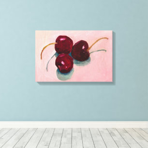 Lienzo Trío de cerezas frutas pintadas al óleo