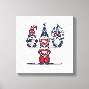 Lienzo Trío de gnomos patrióticos diseño vectorial vintag