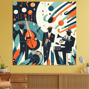 Lienzo Trío de jazz de la era moderna de mediados de sigl