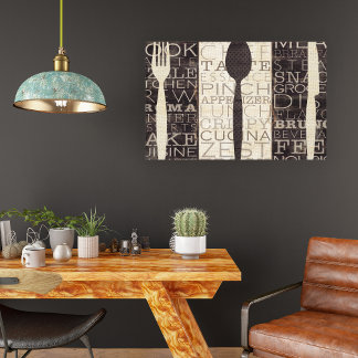 Lienzo Trio de palabras de cocina