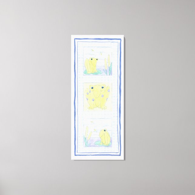 Lienzo Trío de ranas sobre ropa de Gingham (Anverso)