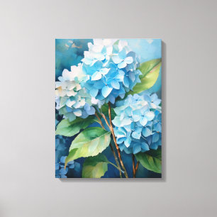 Lienzo Trío de Tranquilidad: Hortensias Azules