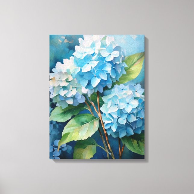 Lienzo Trío de Tranquilidad: Hortensias Azules (Anverso)