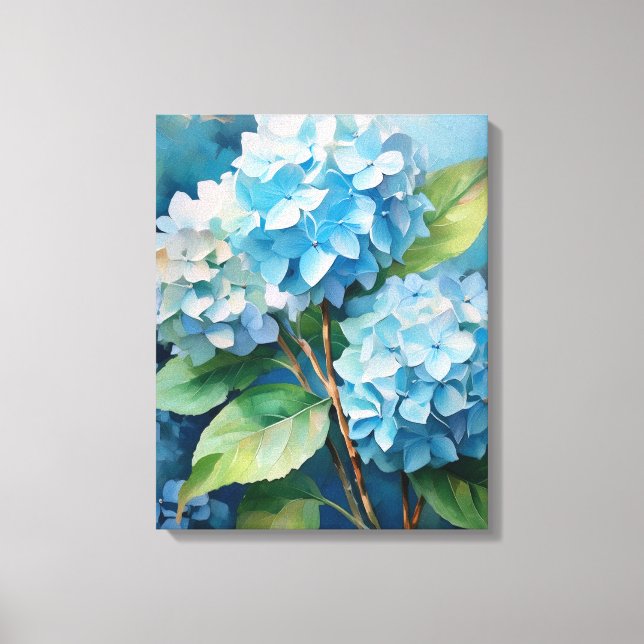 Lienzo Trío de Tranquilidad: Hortensias Azules (Anverso)