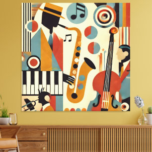 Lienzo Trío minimalista moderno de la era del jazz de med