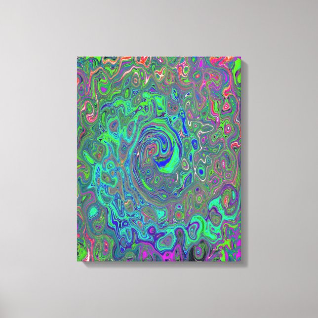 Lienzo Trippy Chartreuse y Blue Retro Liquid Swirl (Anverso)