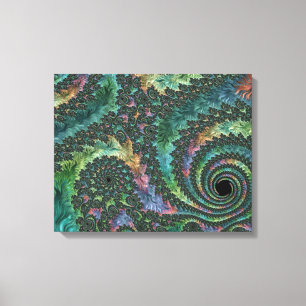 Lienzo Trippy Groovy Colorful Jewel Tone Fractal Art