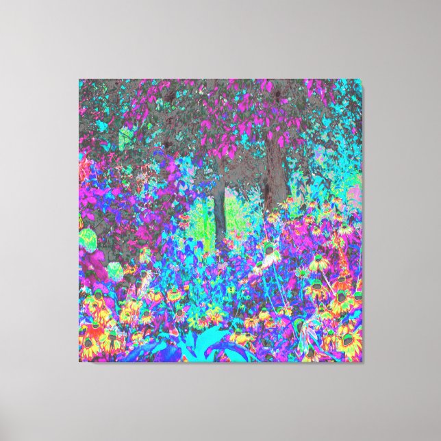 Lienzo Trippy Lime Green and Purple Garden Sunrise (Anverso)