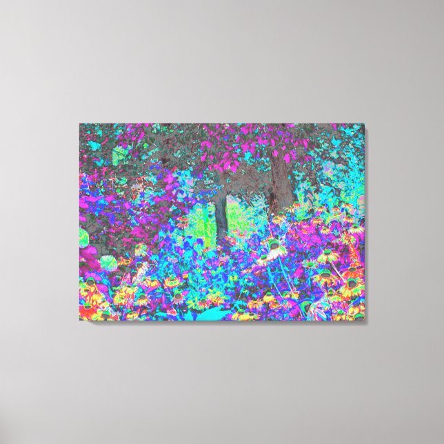 Lienzo Trippy Lime Green y Purple Garden Sunrise (Anverso)