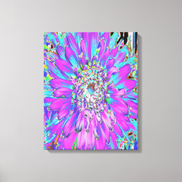 Lienzo Trippy Resumen Aqua, Lime Green y Purple Dahlia