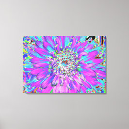 Lienzo Trippy Resumen Aqua, Lime Green y Purple Dahlia