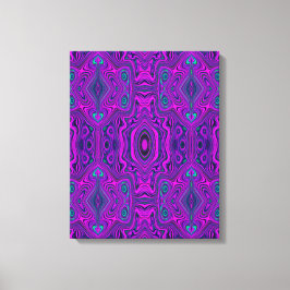 Lienzo Trippy Retro Magenta y Black Abstract Pattern