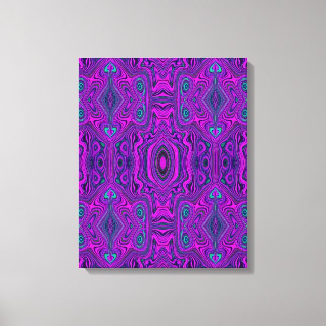 Lienzo Trippy Retro Magenta y Black Abstract Pattern (Anverso)