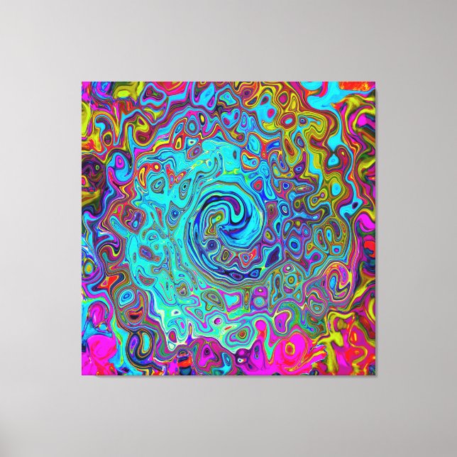 Lienzo Trippy Sky Blue Abstract Retro Liquid Swirl (Anverso)