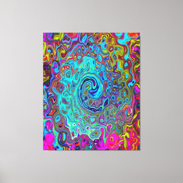 Lienzo Trippy Sky Blue Abstract Retro Liquid Swirl (Anverso)