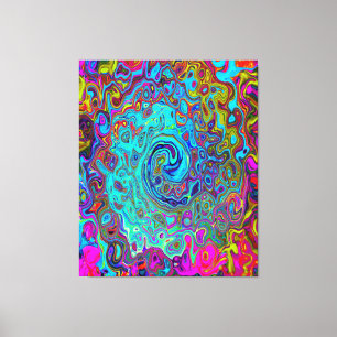 Lienzo Trippy Sky Blue Abstract Retro Liquid Swirl