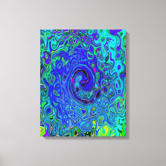 Lienzo Trippy Violet Blue Abstract Retro Liquid Swirl (Anverso)