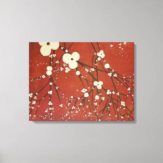 Lienzo Triptych Red Wall Art Flores modernas japonés (Anverso)