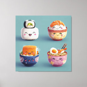 Lienzo Tripulación Kawaii Sushi & Ramen