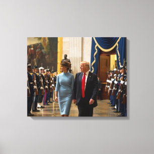 Lienzo Triunfo de Donald y de Melania con el guardia de