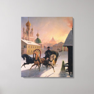 Lienzo Troika en la calle en St Petersburg, 1850s