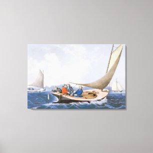 Lienzo Troleo de peces azules frente a la costa de Maine