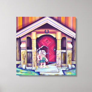 Lienzo Troll escandinavo de color de agua pintado a mano