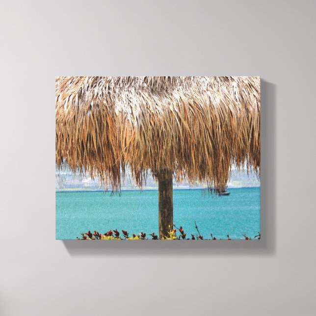 Lienzo Tropical Beach Hut Wall Art Coastal Decor (Anverso)