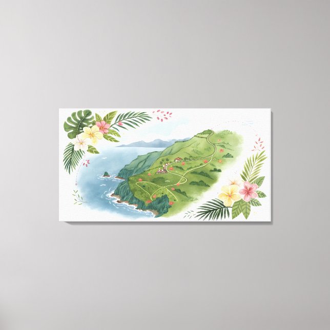 Lienzo Tropical Honeymoon Trail Map Art Print (Anverso)