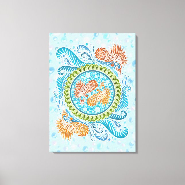 Lienzo Tropical Koi Mandala | Vibrante Ocean Zen Art (Anverso)