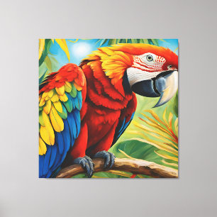 Lienzo Tropical Red Macaw, Exotic Bird in Vibrant Colors 