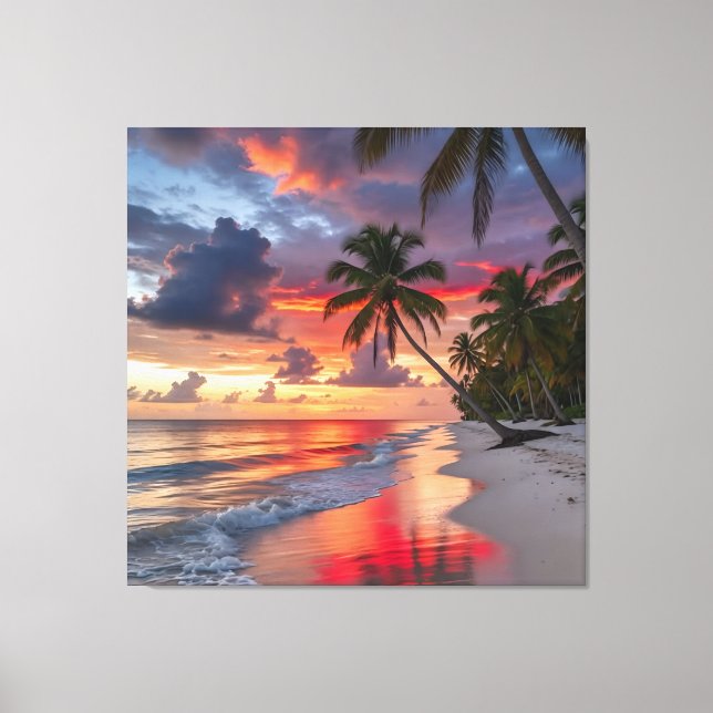 Lienzo tropical sunset beach (Anverso)