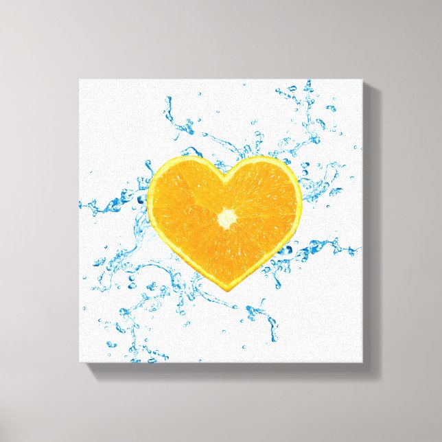 Lienzo Trozo de Naranja en forma de corazón (Anverso)