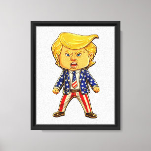 Lienzo Trump Feliz, Cartoon Divertido de Trump Meme Patri