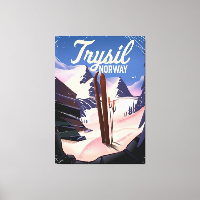 Lienzo Trysil Noruega esquí (Anverso)