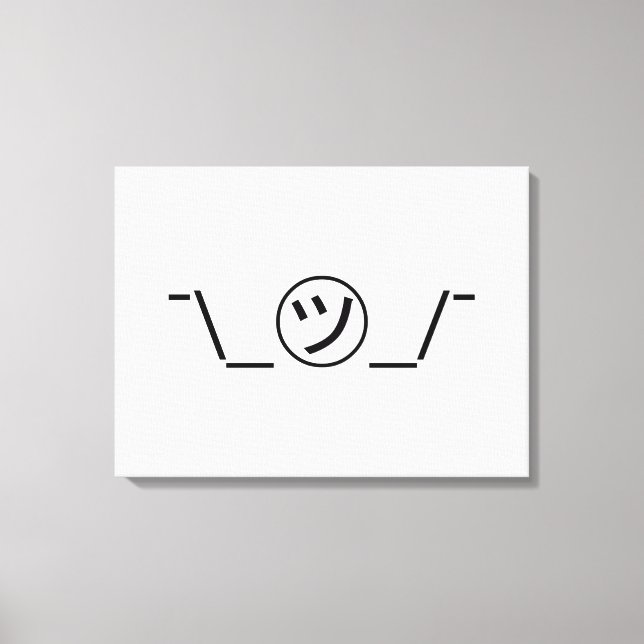 Lienzo Tsu Kana Shrug Emoticon ¯\_ ㋡_/ Ø Kaomoji japonés (Anverso)