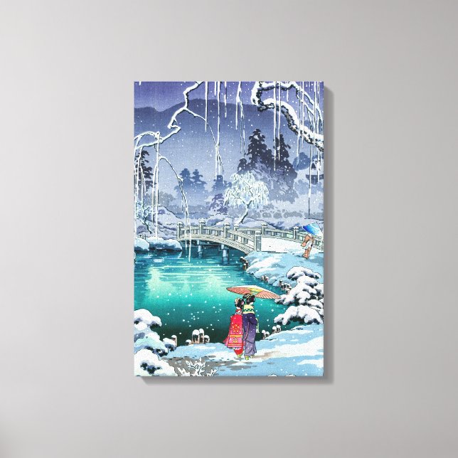 Lienzo Tsuchiya Koitsu - Nieve de primavera en Maruyama (Anverso)