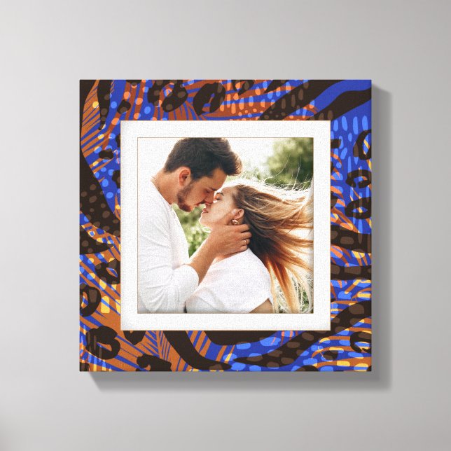 Lienzo Tu foto Patrón animal Leopardo Azul Marrón Tan (Anverso)