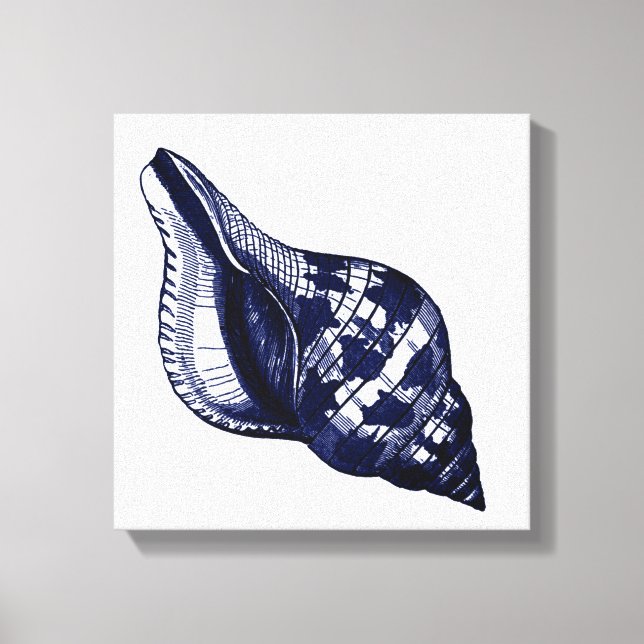 Lienzo Tulip Seashell en azul (Anverso)