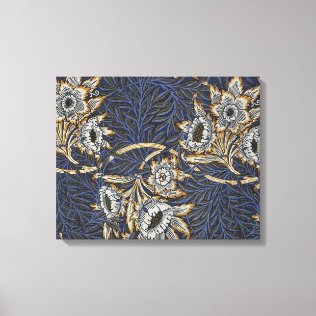 Lienzo Tulipán de sauce patrón azul floral de William Mor (Anverso)