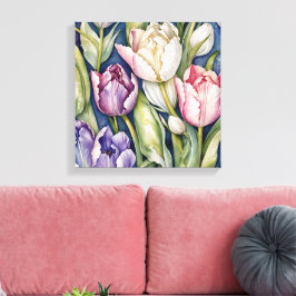 Lienzo Tulipán gigante púrpura y rosa