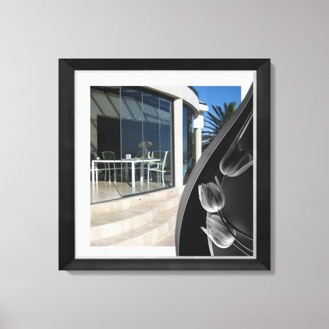 Lienzo Tulipanes abstrantes de mármol blanco (Anverso)