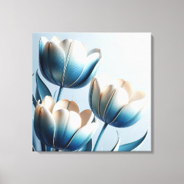 Lienzo Tulipanes azules y blancos elegantes