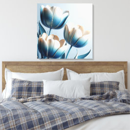 Lienzo Tulipanes azules y blancos elegantes