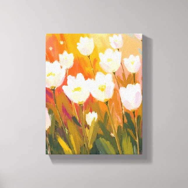 Lienzo Tulipanes Blancos Campo de Flores Acuarela (Anverso)