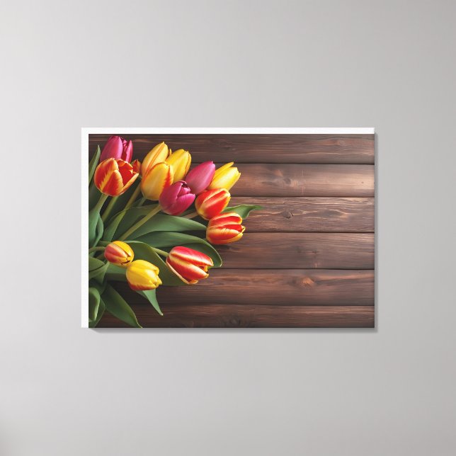 Lienzo Tulipanes de primavera para el Día de San Valentín (Anverso)