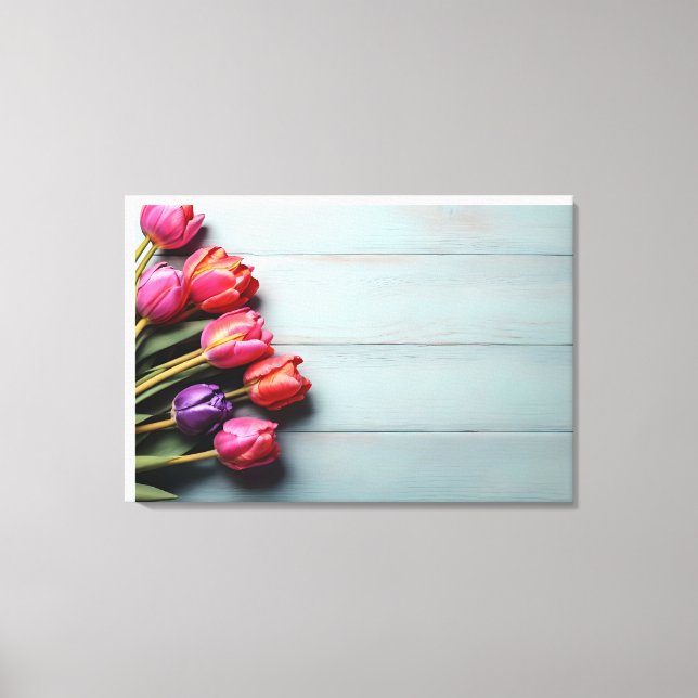 Lienzo Tulipanes de primavera para el Día de San Valentín (Anverso)