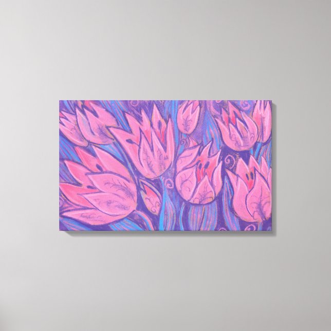 Lienzo Tulipanes Funky Primavera Flores Pintado Pastel Fl (Anverso)