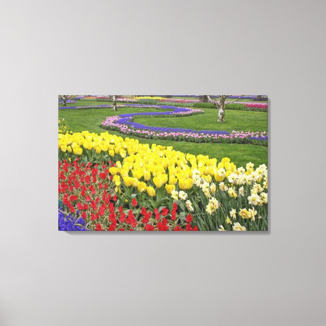 Lienzo Tulipanes, jacintos de uva y narcisos, (Anverso)